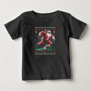 African American Santa Football Ugly Christmas Baby T-Shirt