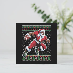 African American Santa Football Ugly Christmas Holiday Card