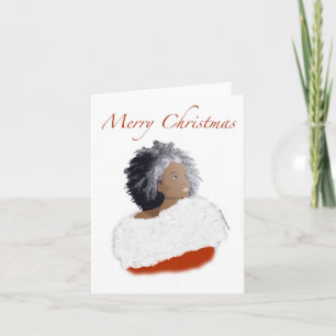 African American Santa Lady Christmas Card