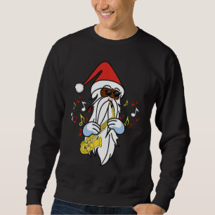 African American Santa Playing the Saxophone Jazz  Sweatshirt