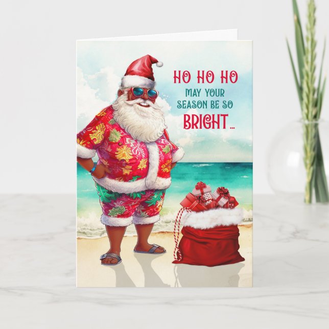 African American Santa Sunglasses Funny Christmas Holiday Card (Front)