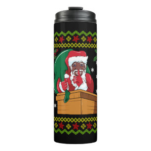 African American Santa Ugly Christmas Thermal Tumbler