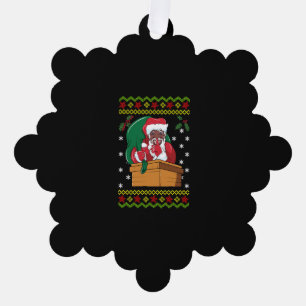 African American Santa Ugly Christmas Tree Decoration Card