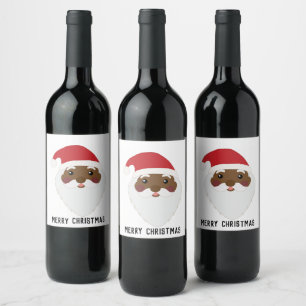 African American Santa  Wine Label