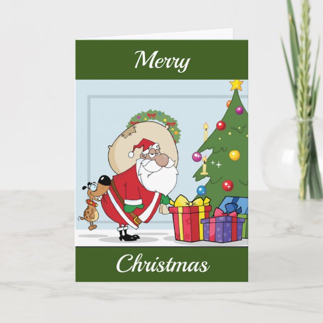 AFRICAN AMERICAN SANTA WISHES HOLIDAY CARD (Front)