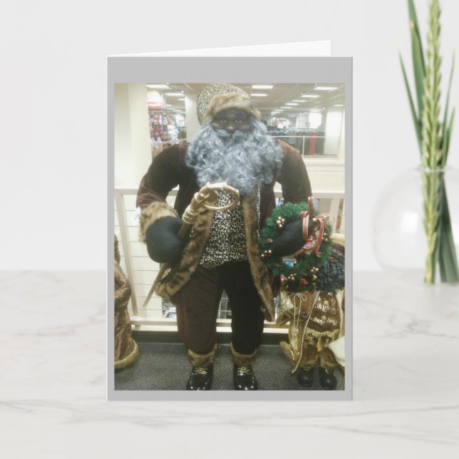 AFRICAN AMERICAN SANTA WISHES HOLIDAY CARD (Front)