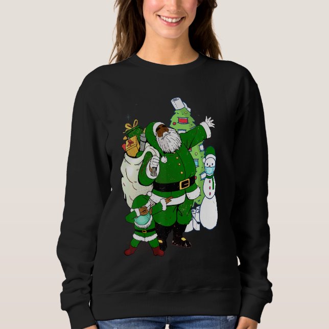 African American Santa With Mask Christmask Christ Sweatshirt (Front)