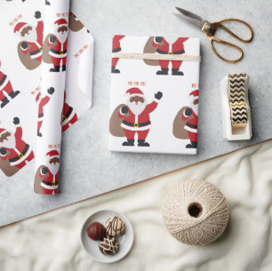 African American Santa Wrapping Paper