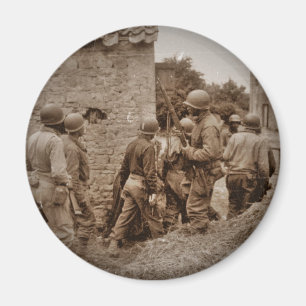 African American Servicemen Clearing Buildings Magnet