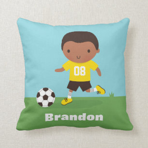 African American Soccer Boys Room Decor Pillow