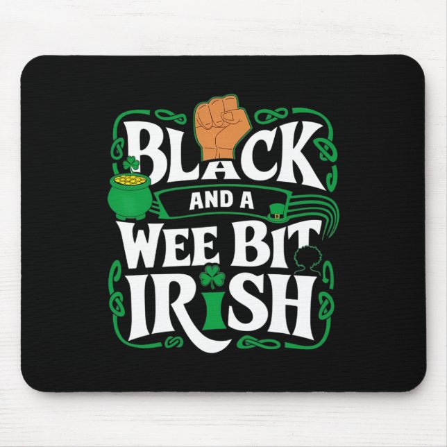 African American St Patricks Day Black Wee Bit Iri Mouse Pad (Front)