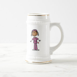 African American Stick Figure Nurse Beer Stein