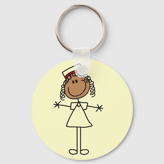 African American Stick Figure Tshirts and Gifts Key Ring (Front)