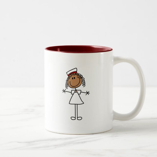 African American Stick Figure Tshirts and Gifts Two-Tone Coffee Mug (Right)