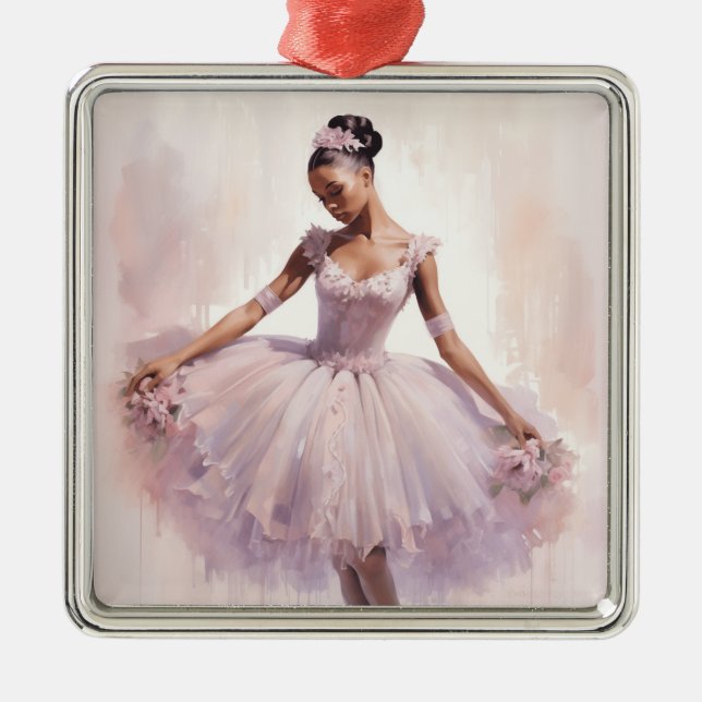 African American SugarPlum Fairy Purple Tutu Metal Tree Decoration (Front)