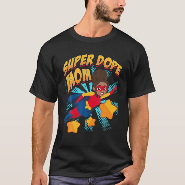 African American Superhero Mum Black Nerds Comic B T-Shirt (Front)