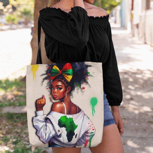 African-American Teen Celebrating Her Heritage Tote Bag (Creator Uploaded)