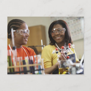 African American teenagers in science class Postcard