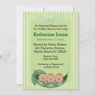 African American Triplets Boy Baby Shower Invites