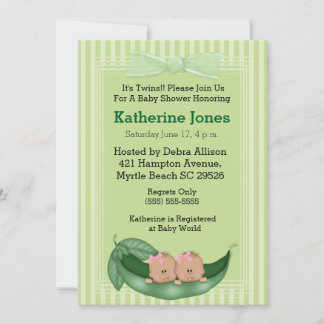 African American Twin Girls Baby Shower Invites