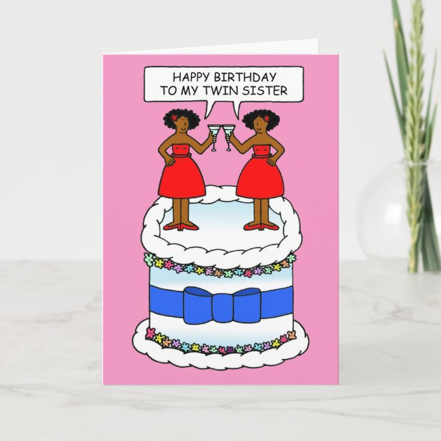 African American Twin Sister Birthday Card (Front)