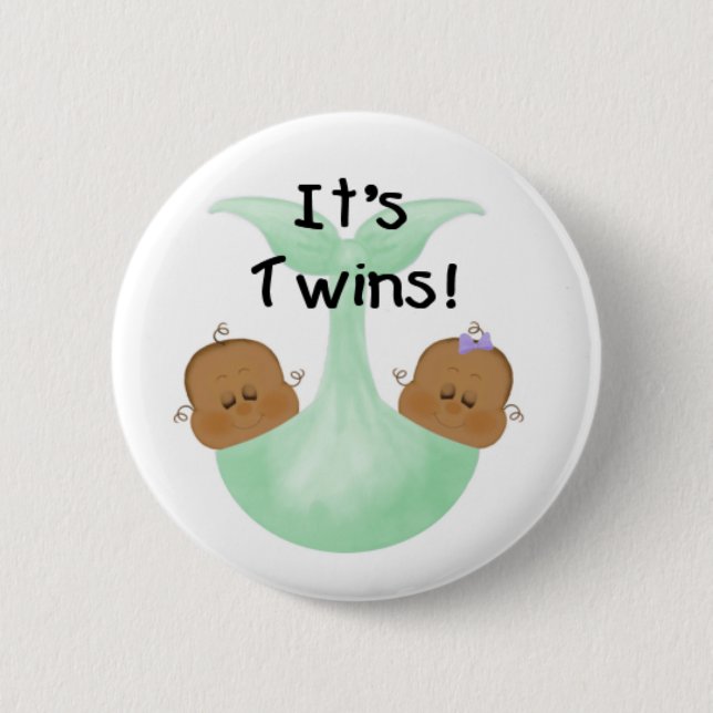 African American Twins 6 Cm Round Badge (Front)