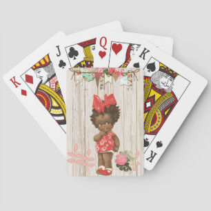 African American Vintage Girl Playing Cards