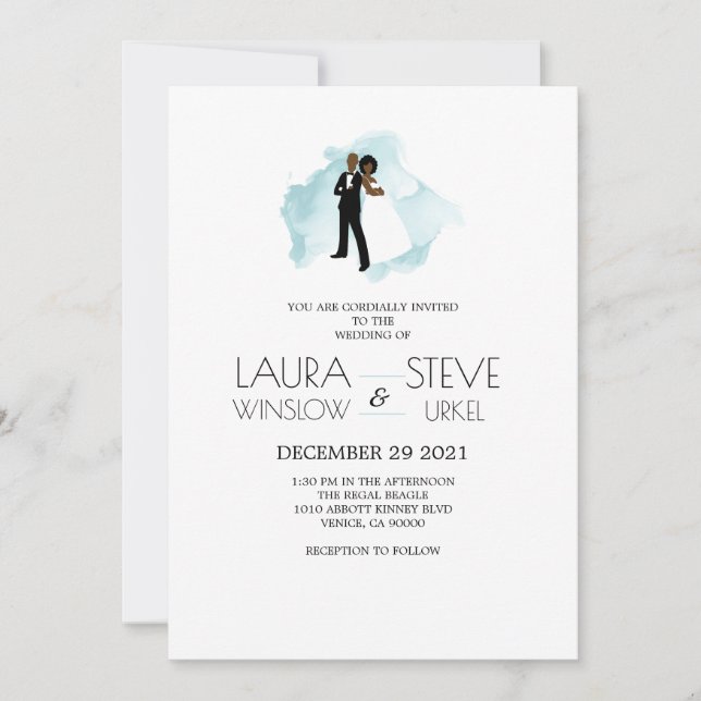 African American Watercolor Splash Invitation (Front)