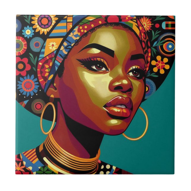 African American Woman Art  Tile (Front)