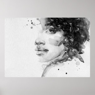 african american woman. beauty fashion illustratio poster