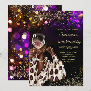 African American Woman Birthday Invitations