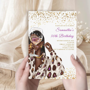 African American Woman Birthday Invitations