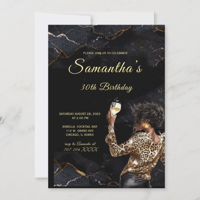 African American Woman Birthday Invitations (Front)