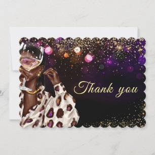African American Woman Birthday Thank You Card