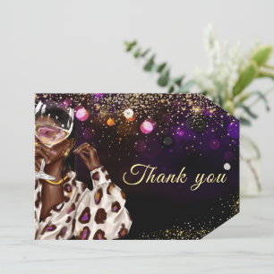 African American Woman Birthday Thank You Card