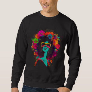 African American Woman Black Girl Flowers Graffiti Sweatshirt