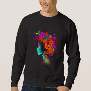 African American Woman Black Girl Flowers Graffiti Sweatshirt