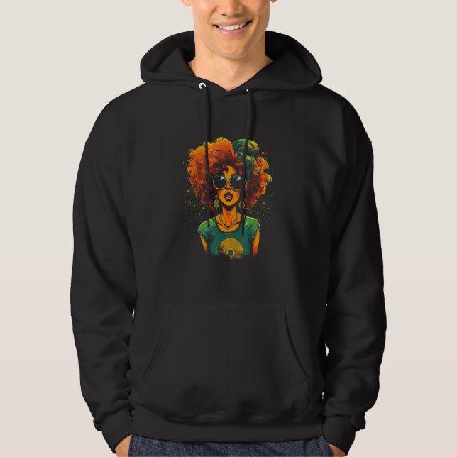 African American Woman Black Girl Graffiti Graphic Hoodie (Front)