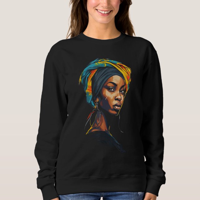 African American Woman Black Girl With Headscarf G Sweatshirt (Front)