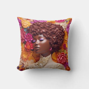 African American Woman Black Queen Melanin Poppin  Cushion