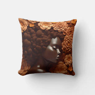 African American Woman Black Queen Melanin Poppin Cushion