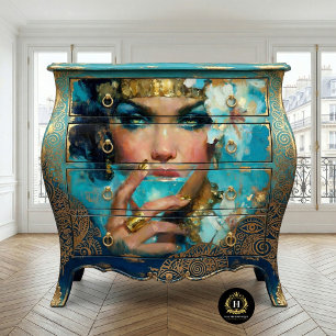 African American Woman Blue Cocktail Decoupage Tissue Paper