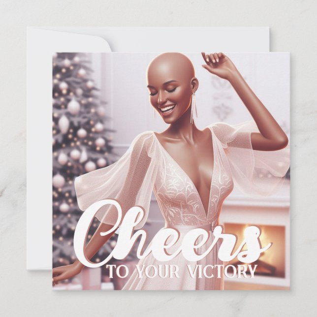 African American Woman Cancer Survivor's Joyful Holiday Card (Front)