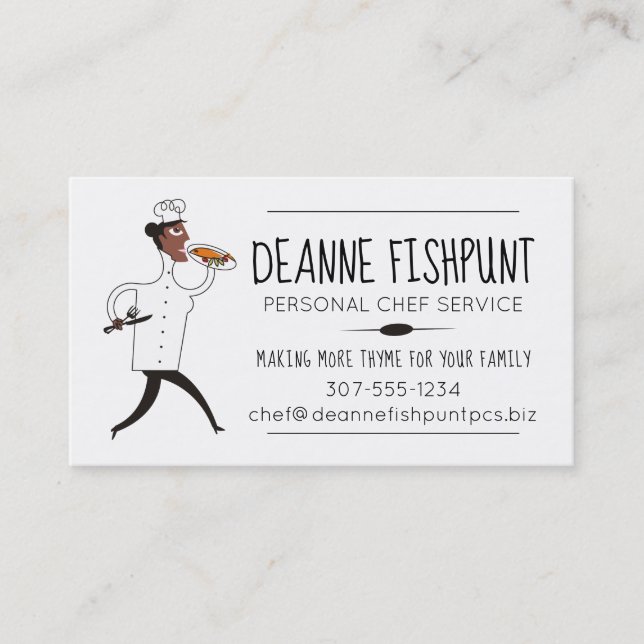 African American woman chef catering business card (Front)
