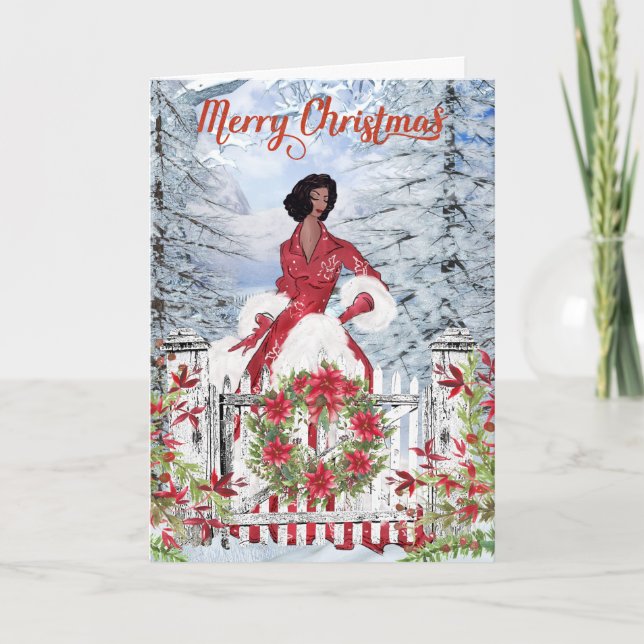 African American Woman Christmas Card (Front)