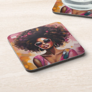 African American Woman Coasters with Cork backing
