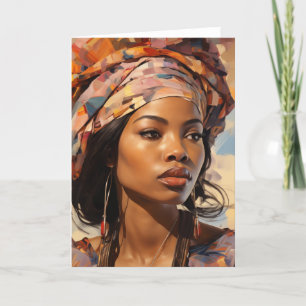African American Woman Colourful Headdress Blank Thank You Card