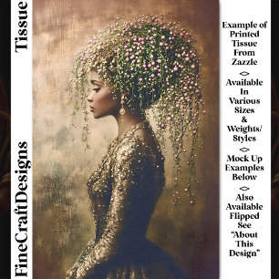 African American Woman, Floral DW7L Decoupag Tissue Paper