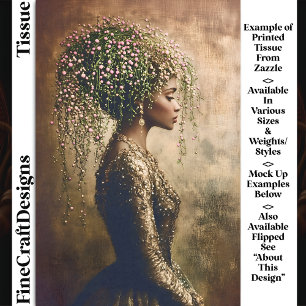 African American Woman, Floral DW7R Decoupag Tissue Paper