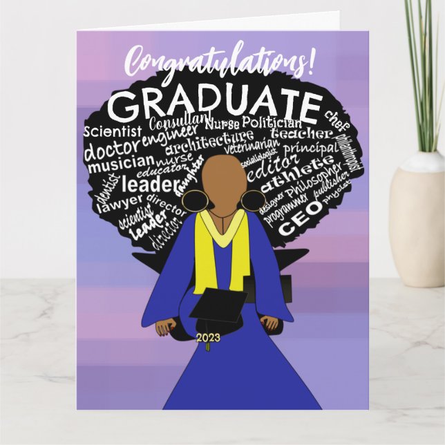 African American Woman Grad Graduation Card (Front)